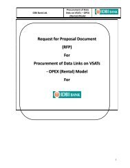 For Procurement of Data Links on VSATs - OPEX - IDBI Bank