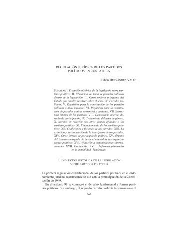 RegulaciÃ³n juridica de los partidos politicos en Costa Rica