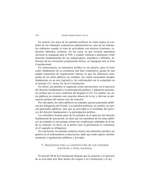 RegulaciÃ³n juridica de los partidos politicos en Costa Rica