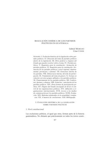 RegulaciÃ³n juridica de los partidos politicos en Guatemala