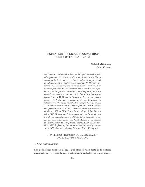 RegulaciÃ³n juridica de los partidos politicos en Guatemala