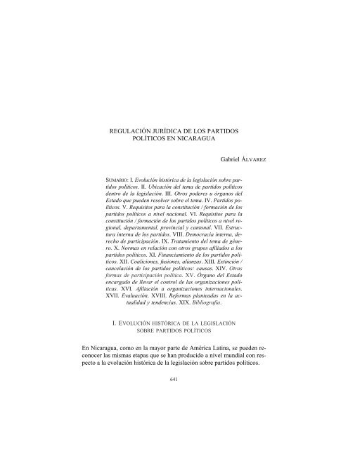 RegulaciÃ³n juridica de los partidos politicos en Nicaragua