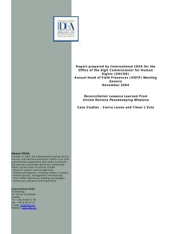 Sierra Leone and Timor L'Este - International IDEA