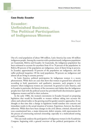 Ecuador: Unfinished Business. The Political Participation of ...