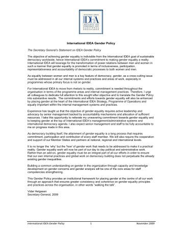 International IDEA Gender Policy
