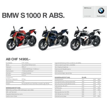 Preise und Ausstattung S 1000 R ABS/DTC (PDF, 283 kb) - BMW