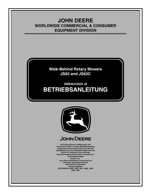 BETRIEBSANLEITUNG - Operator's Manual - John Deere