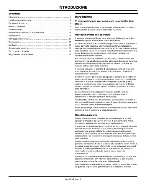 BETRIEBSANLEITUNG - Operator's Manual - John Deere