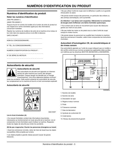 BETRIEBSANLEITUNG - Operator's Manual - John Deere