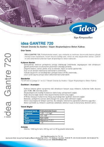 idea G antre 720 - Ä°dea YapÄ± KimyasallarÄ±