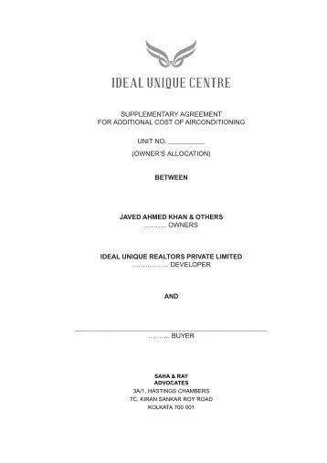 Ideal Unique Centre Owner Area Supplementary Agreement