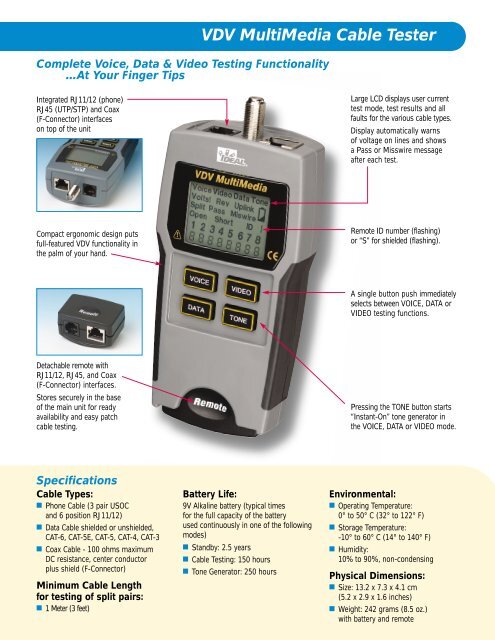 VDV MultiMedia Cable Tester - Ideal Industries Inc.