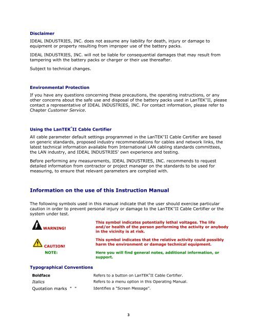 LanTEKÂ® II Series Manual - Ideal Industries Inc.