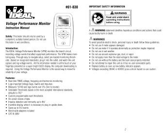 #61-830 Voltage Performance Monitor - Ideal Industries Inc.