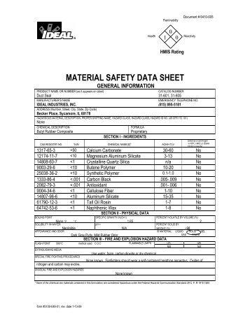 Duct Seal MSDS - Ideal Industries Inc.