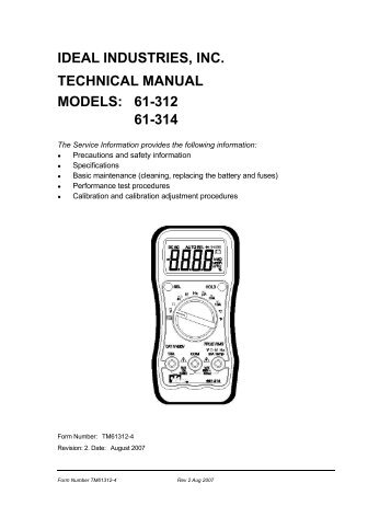 61-312 Resi-Proâ¢ Multimeter Manual - Ideal Industries Inc.