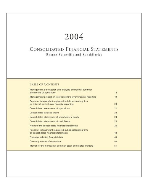 CONSOLIDATED FINANCIAL STATEMENTS - Boston Scientific