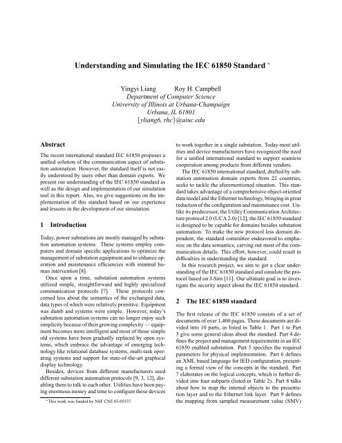 Understanding and Simulating the IEC 61850 Standard - CiteSeerX