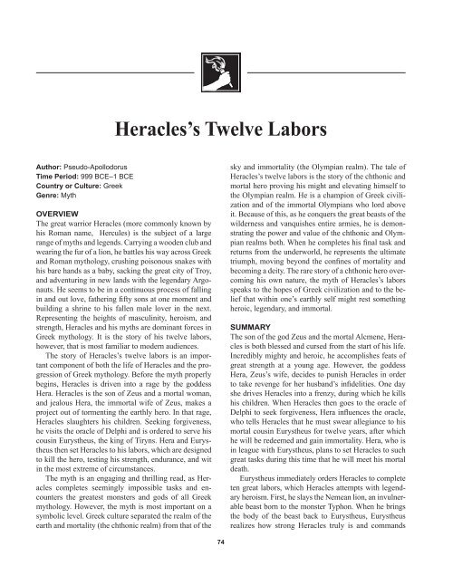 Heracles's twelve labors - Salem Press