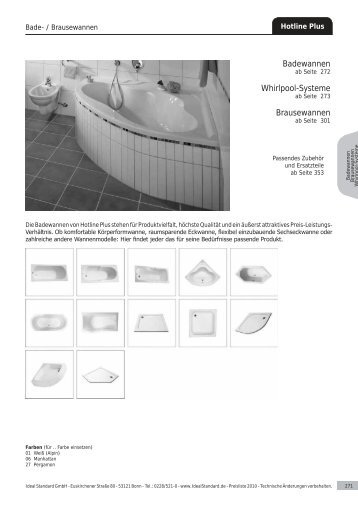 Badewannen Whirlpool-Systeme Brausewannen - Ideal Standard