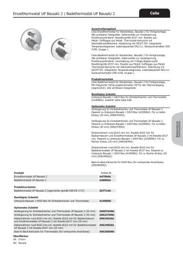 Celia Einzelthermostat UP Bausatz 2 ... - Ideal Standard