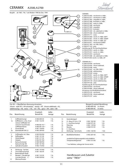 Ersatzteilseiten (pdf) Ã¶ffnen - Ideal Standard