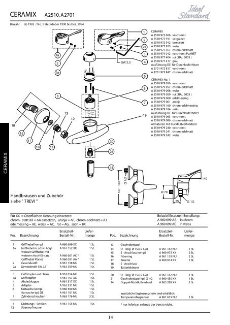 Ersatzteilseiten (pdf) Ã¶ffnen - Ideal Standard