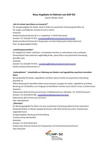 Neue Angebote im Rahmen von KAP-DO [pdf, 8,9 MB]
