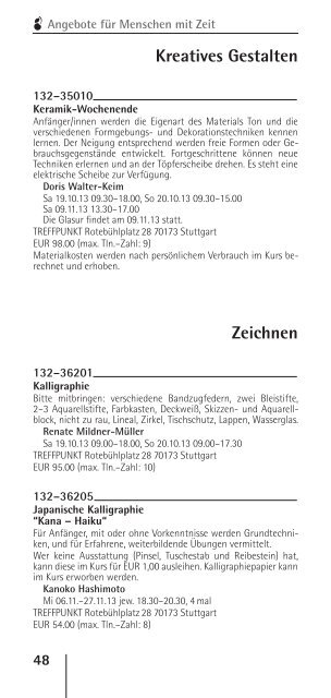 Angebote fÃ¼r Menschen mit Zeit - 2/2013 - Volkshochschule Stuttgart