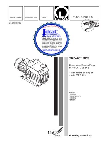 Leybold, Oerlikon, D16BCS, D25BCS, Operating Instructions