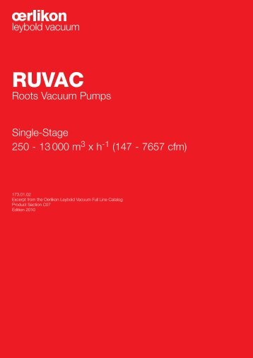 RUVAC Roots vacuum pumps - Vacuum Products Canada Inc.