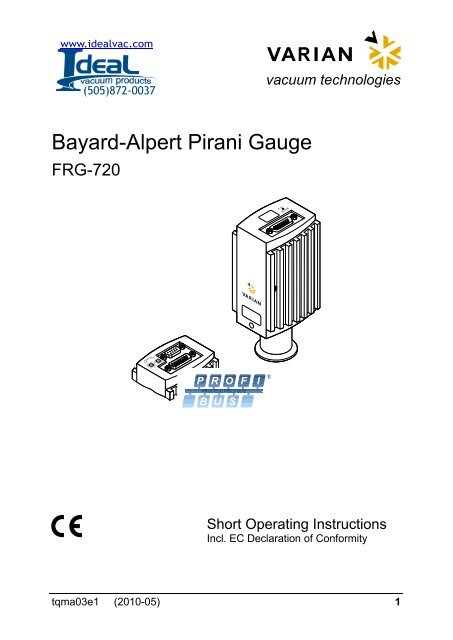 Varain FRG-720 Bayard Alpert Pirani Gauge - Ideal Vacuum Products