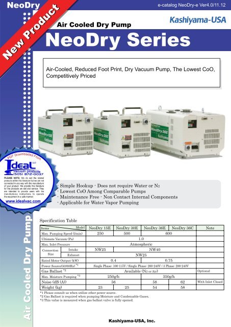 Kashiyama Neodry 15e Ideal Vacuum Products