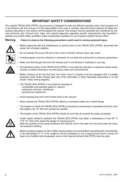 Leybold D65BCS, D40BCS, Instruction Manual - Ideal Vacuum ...