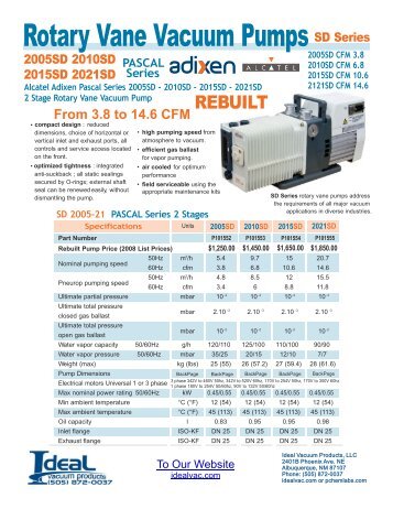 ROTARY VANE VACUUM PUMP, Adixen, Alcatel, 2005 SD, 2010 ...