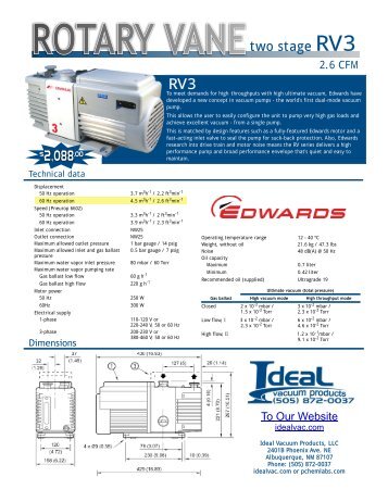 ROTARY VANE VACUUM PUMPS, Edwards, RV3, - Ideal Vacuum ...