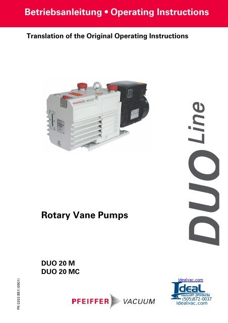 Pfeiffer Duo m Operating Instructions Pdf Ideal Vacuum Products Pfeiffer Duo m Operating Instructions Pdf Ideal Vacuum Products