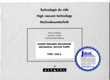Alcatel, 2100A, Vacuum Pump, Users Instruction Manual
