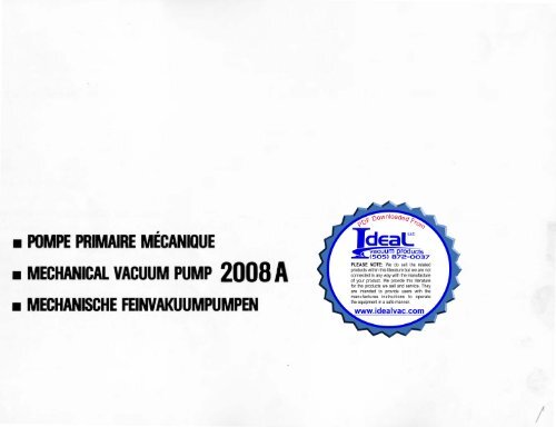 Alcatel 2008A Users Instruction Manual - Ideal Vacuum Products