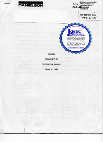 Danielson Tribodyn TM 20 Diaphragm Pump Instruction Manual