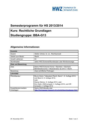 Semesterprogramm BBA-G13 - Hispeed