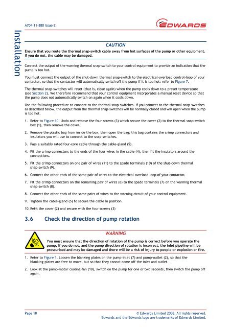 Edwards, GV160 Dry Vacuum Pumps Instruction Manual