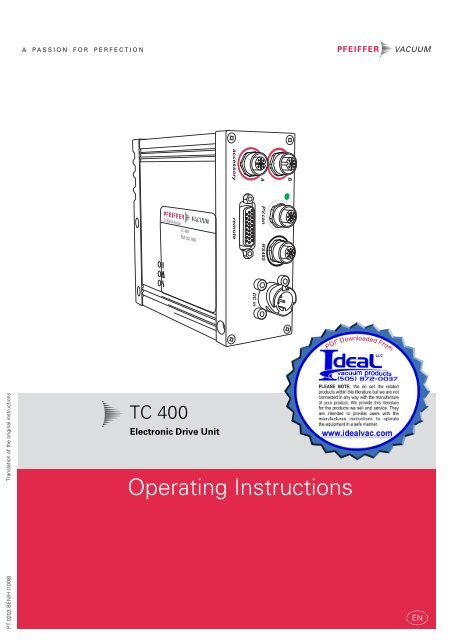 Pfeiffer, TC 400, Electronic Drive Unit, Operating_Instructions
