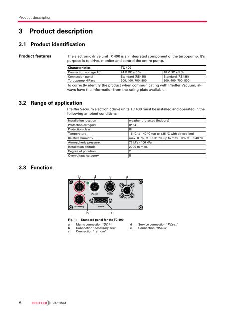 Pfeiffer, TC 400, Electronic Drive Unit, Operating_Instructions