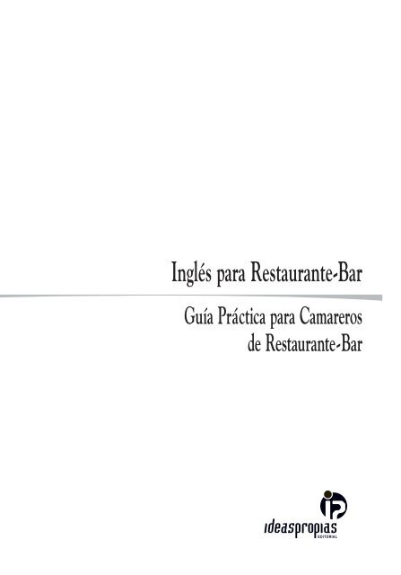 INGLÃS PARA RESTAURANTE BAR - Ideaspropias Editorial