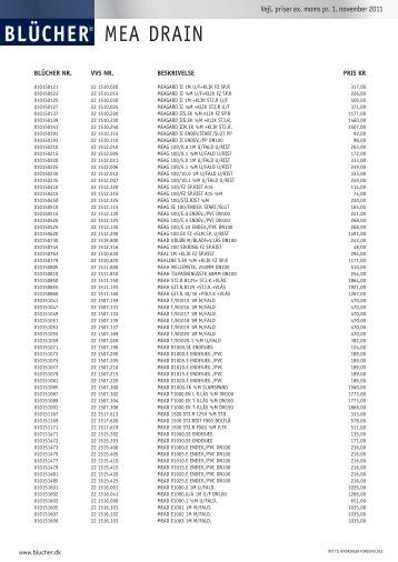 BLÜCHER® Meadrain Vejledende prisliste 1. november 2011 til