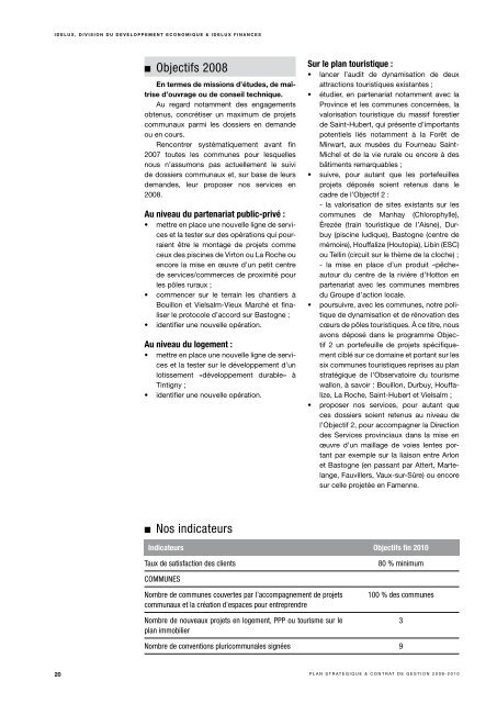 Strategic plan and management contract 2008-2010 - Idelux