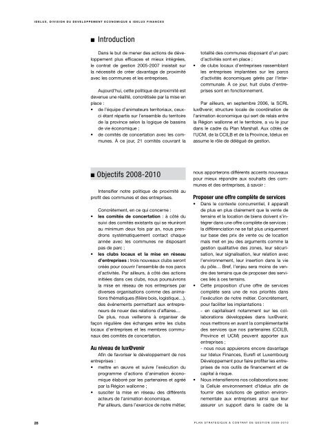 Strategic plan and management contract 2008-2010 - Idelux