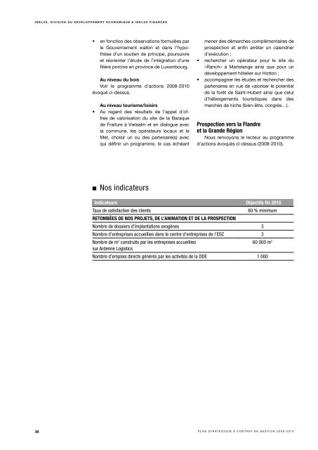Strategic plan and management contract 2008-2010 - Idelux