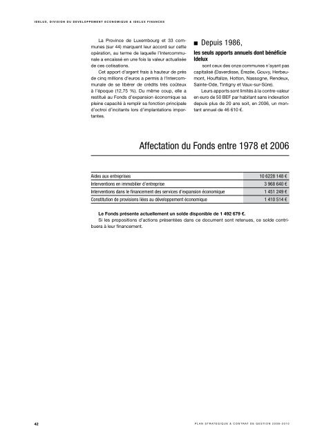 Strategic plan and management contract 2008-2010 - Idelux